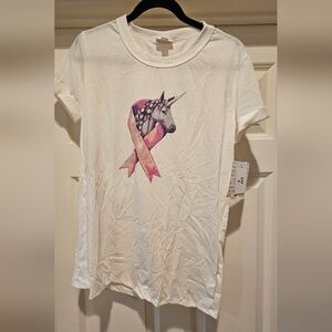 LLR Liv LULAROE White Unicorn Ribbon Graphic Tee - SMALL